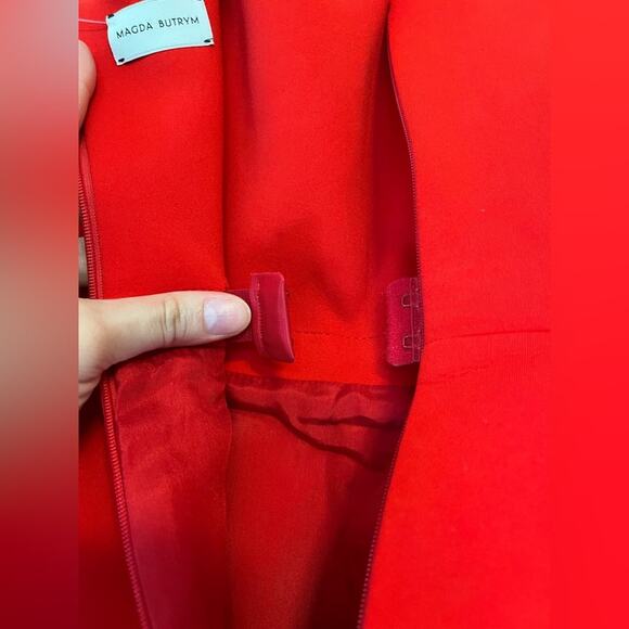Magda Butrym Corset Mini Dress strapless structured Red Babydoll size 38 FR US 6 - Picture 9 of 11